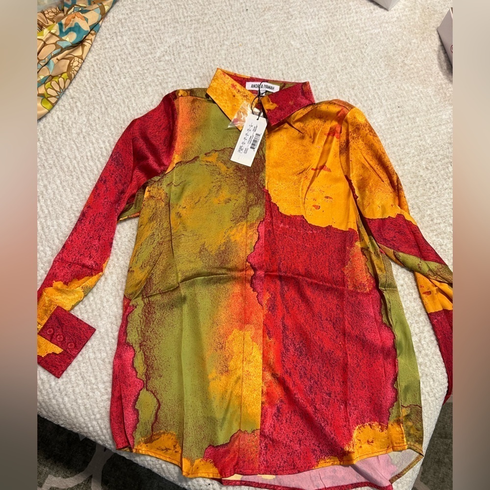 NWT Andrea lyamah Vana Shirt (Eros print) • $230 MSRP Colorful Blouse size 4 - Picture 5 of 6
